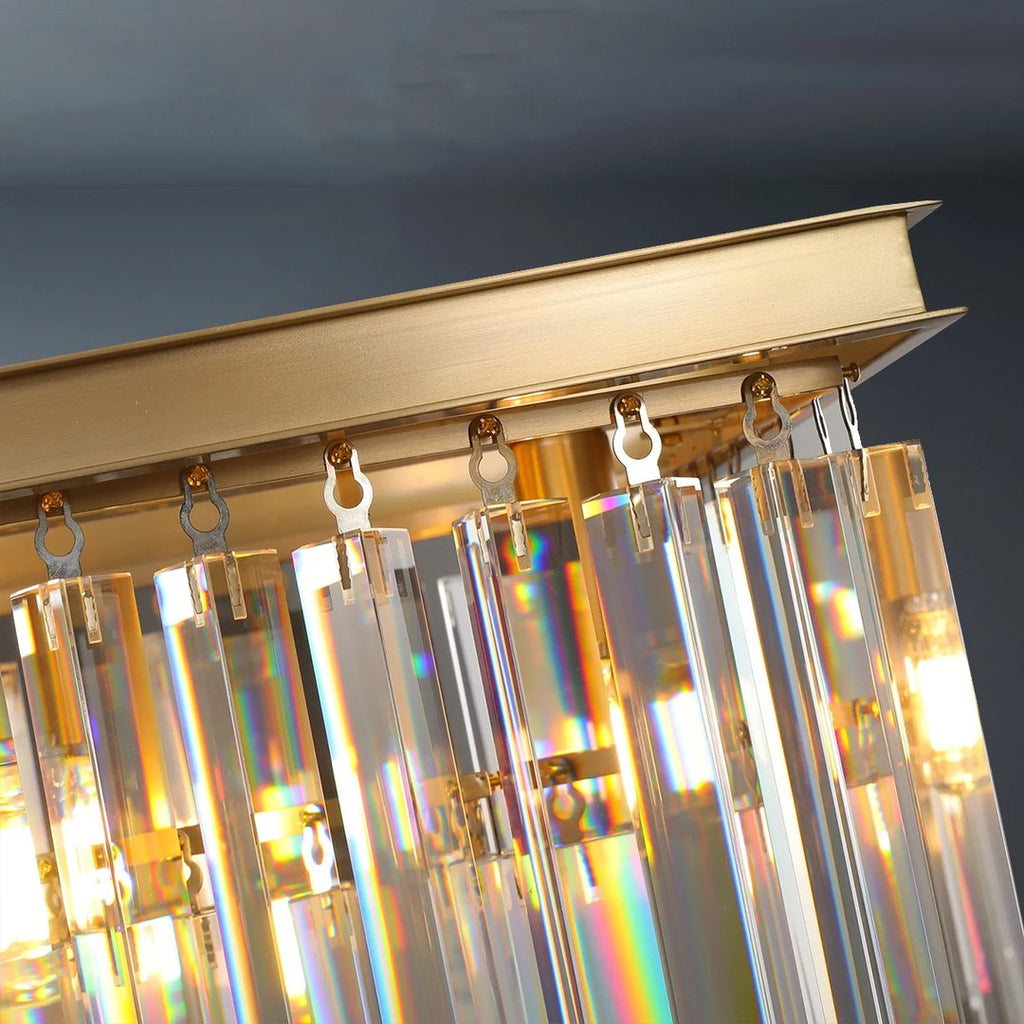2-Tier Crystal 1920s Odeon Rectangular Chandelier L40"