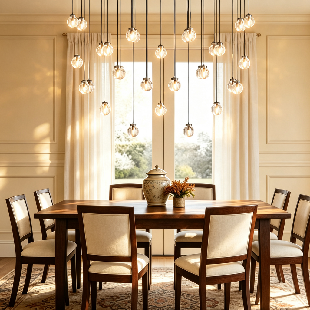 Pearl Linear Living Room Chandelier Vintage Light Fixture 72"