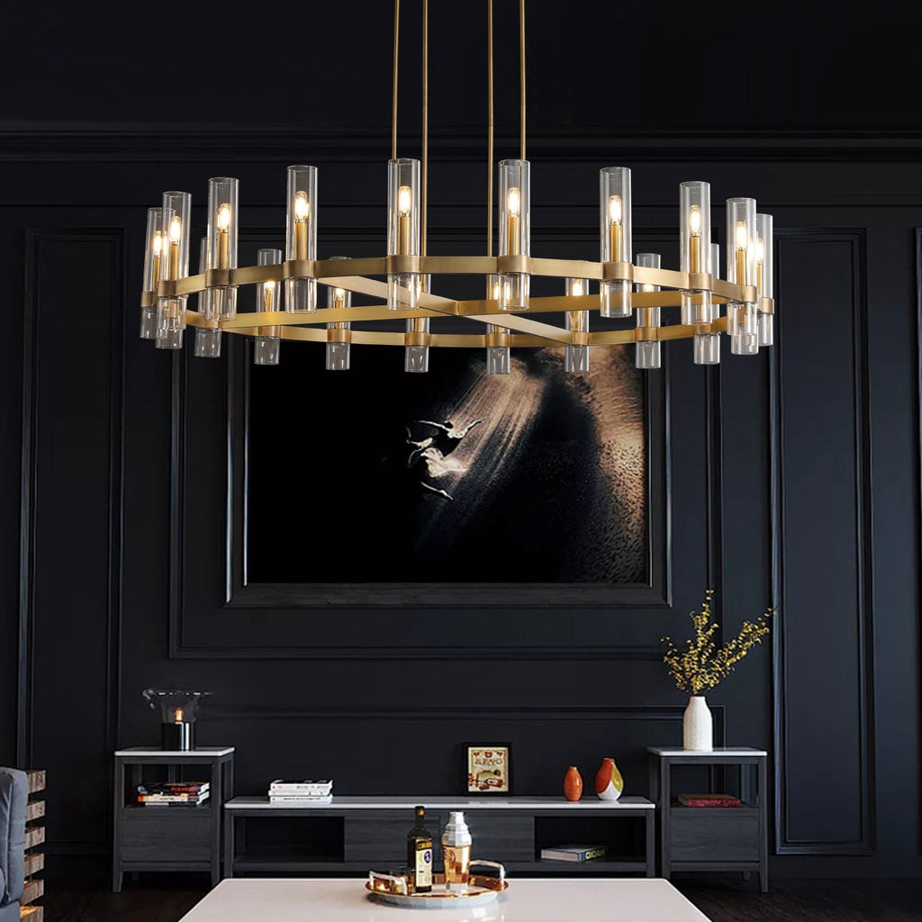 Ravelle Round Minimalist Glass Chandelier 60"