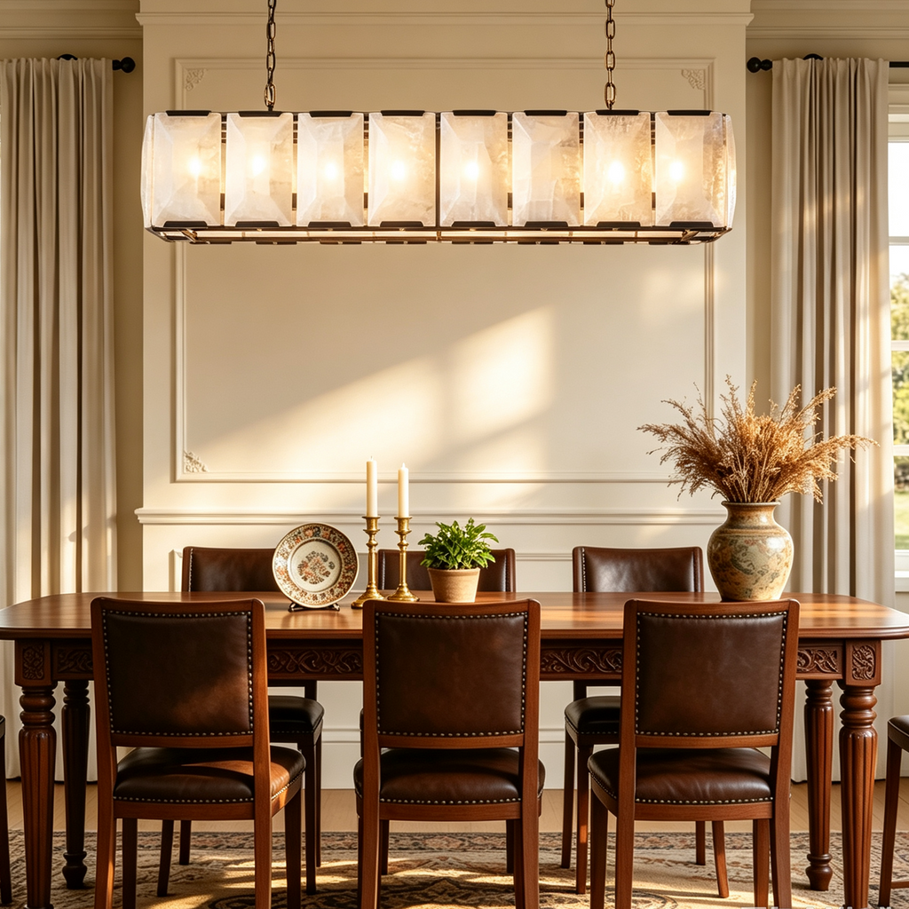 Harlow Calcite Rectangular Chandelier D 55"