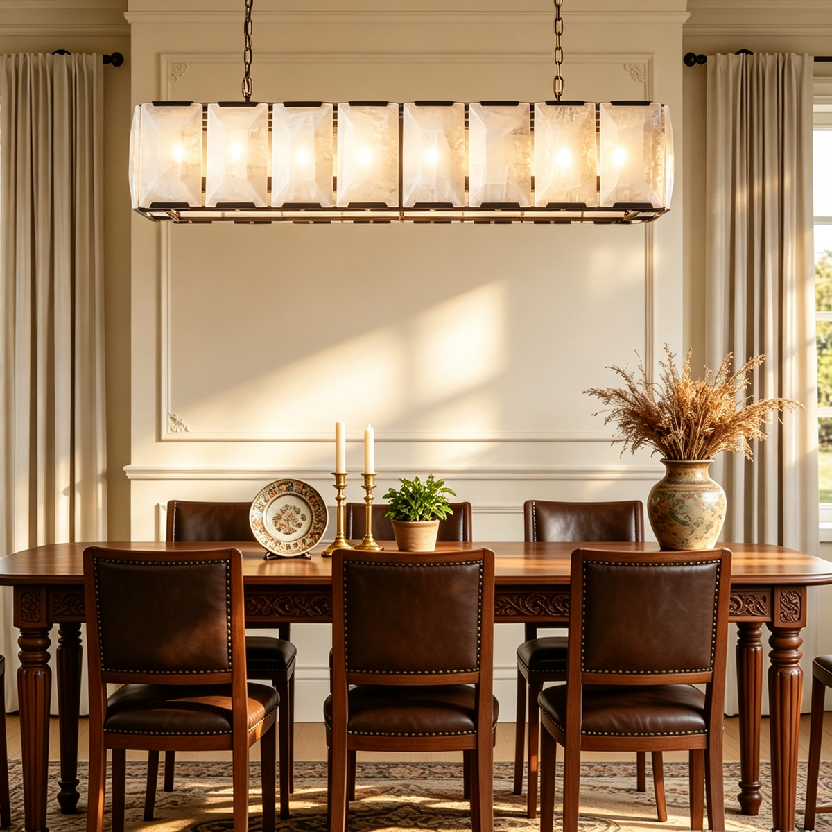 Harlow Calcite Rectangular Chandelier D 55"