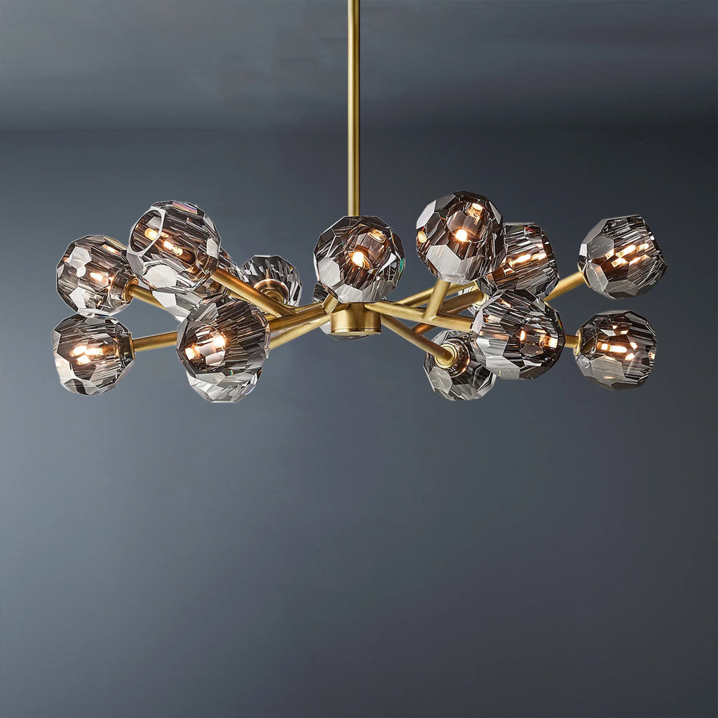 Boule De Crystal Ball Smoky Glass Round Chandelier 36"