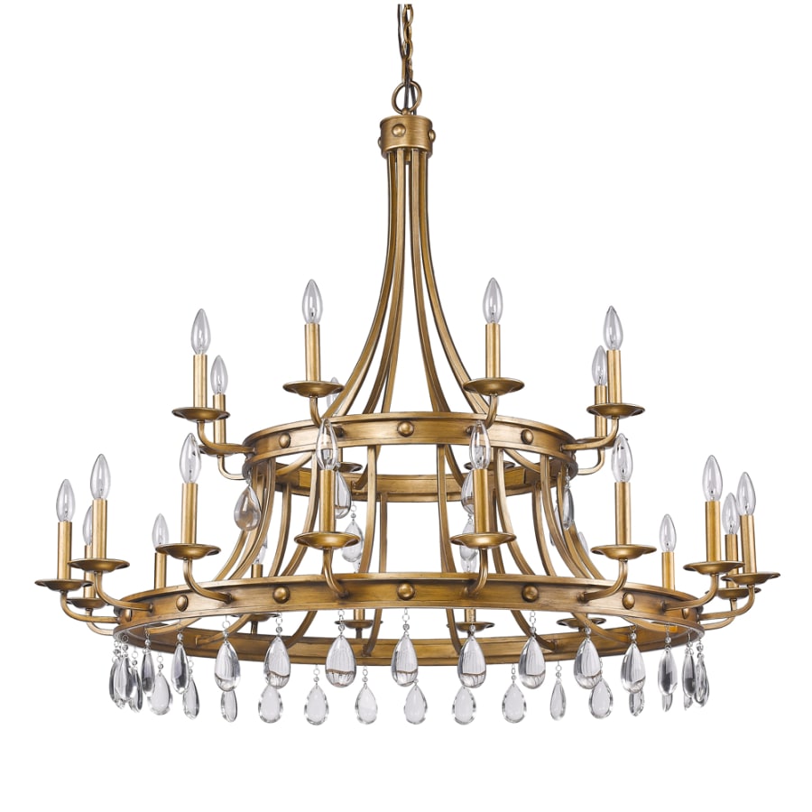 Acclaim Lighting Krista 24 Light 48" Wide 2 Tier Chandelier with Crystal Accents and Studded Antique Gold Bands