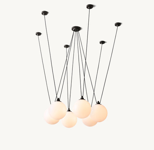 Adjustable Milk Glass Cable Chandelier