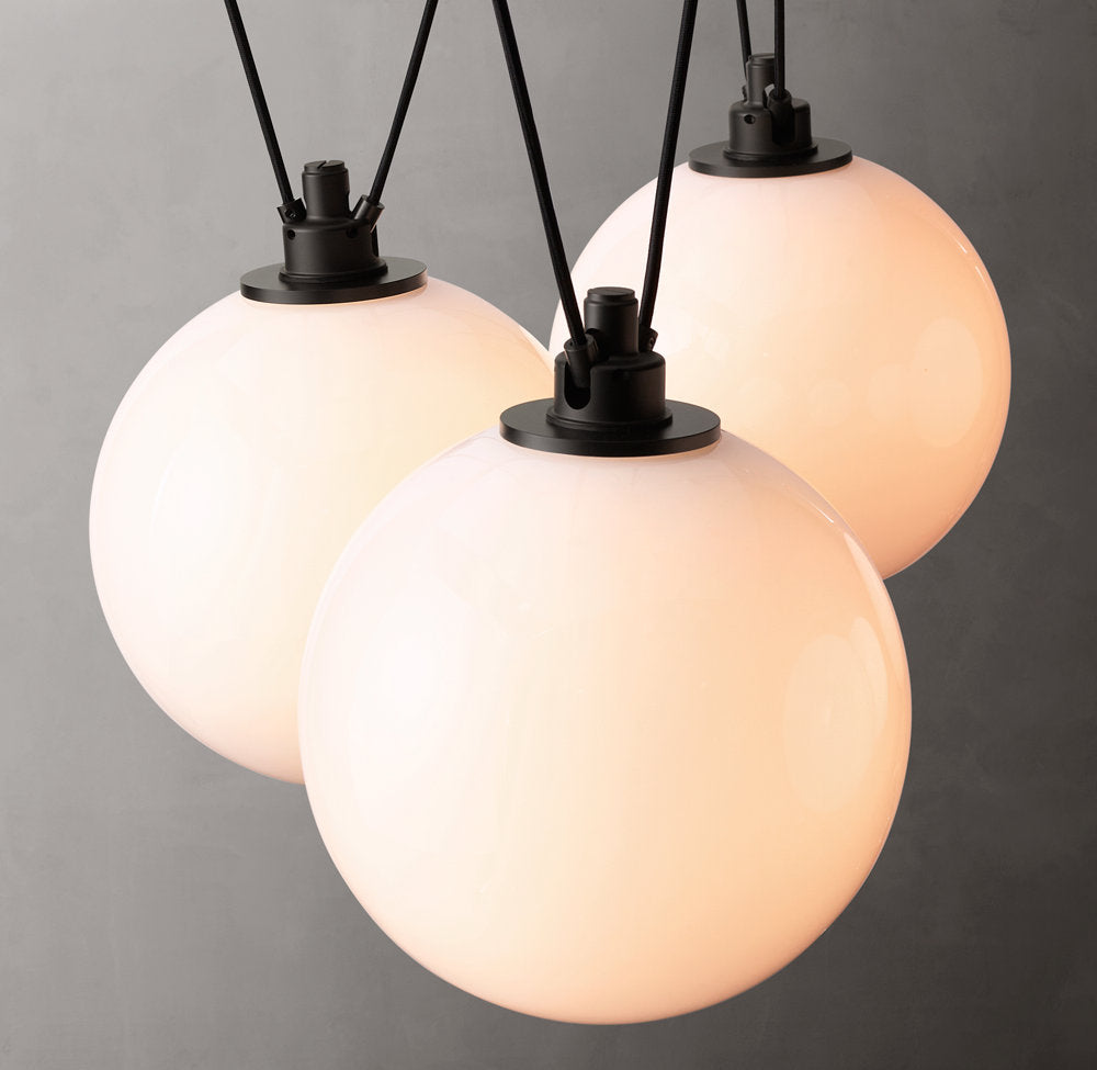 Adjustable Milk Glass Cable Chandelier