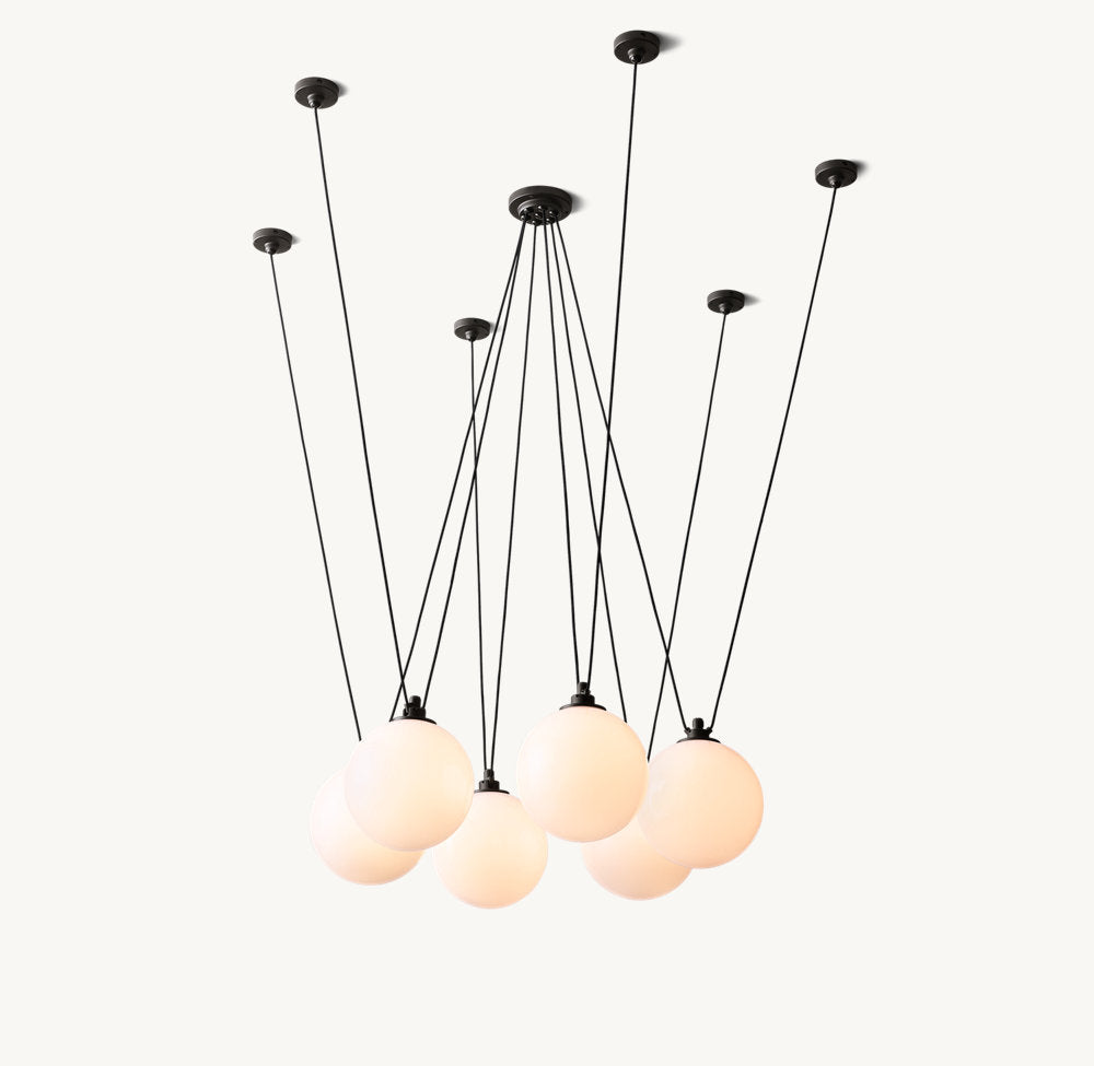 Adjustable Milk Glass Cable Chandelier