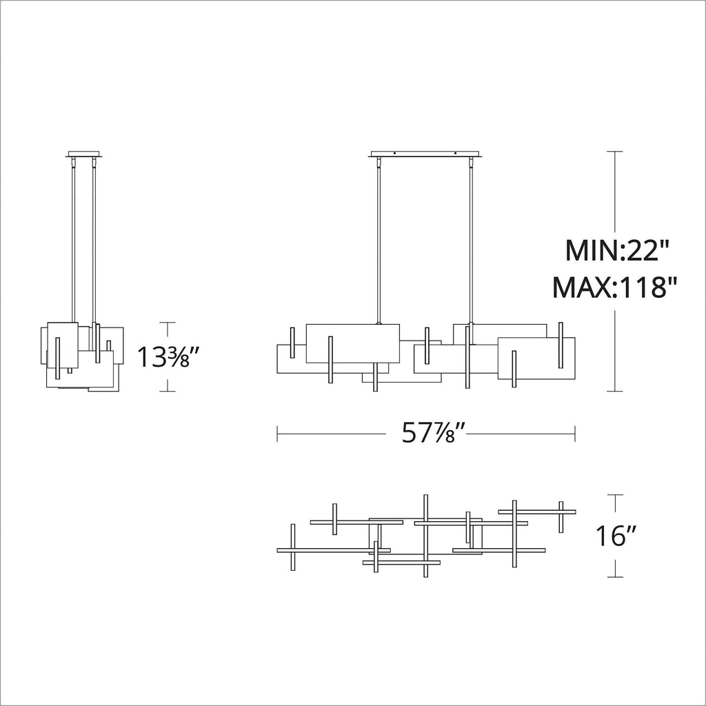 Amari 58" Wide Black Aluminum LED Linear Pendant