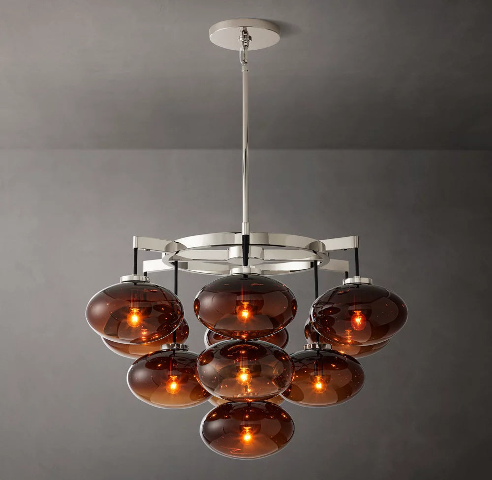 Amber Globe Cascade Chandelier
