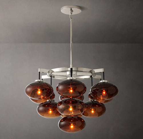 Amber Globe Cascade Chandelier