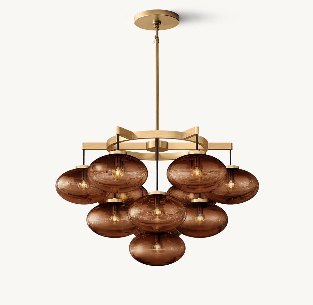Amber Globe Cascade Chandelier