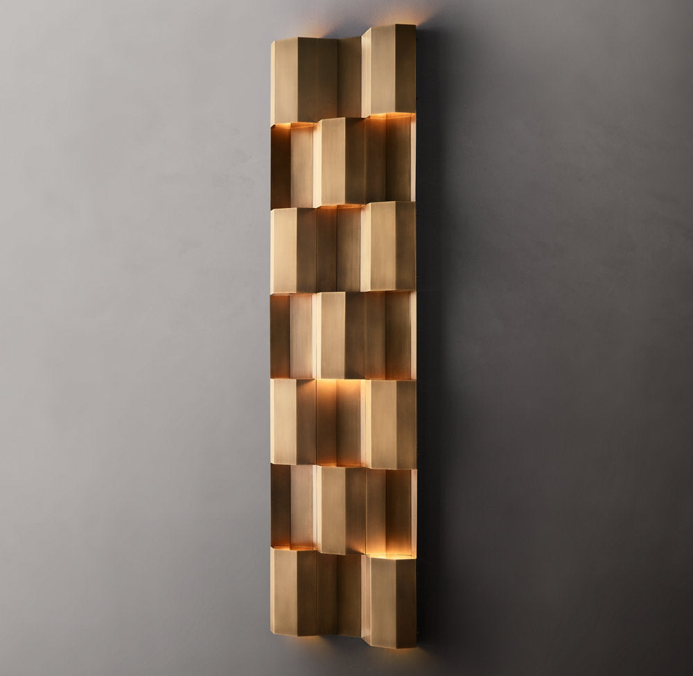 Architectural Brass Grid Wall Light