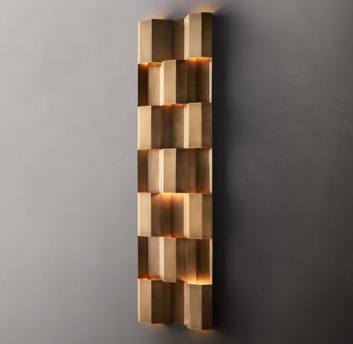 Architectural Brass Grid Wall Light