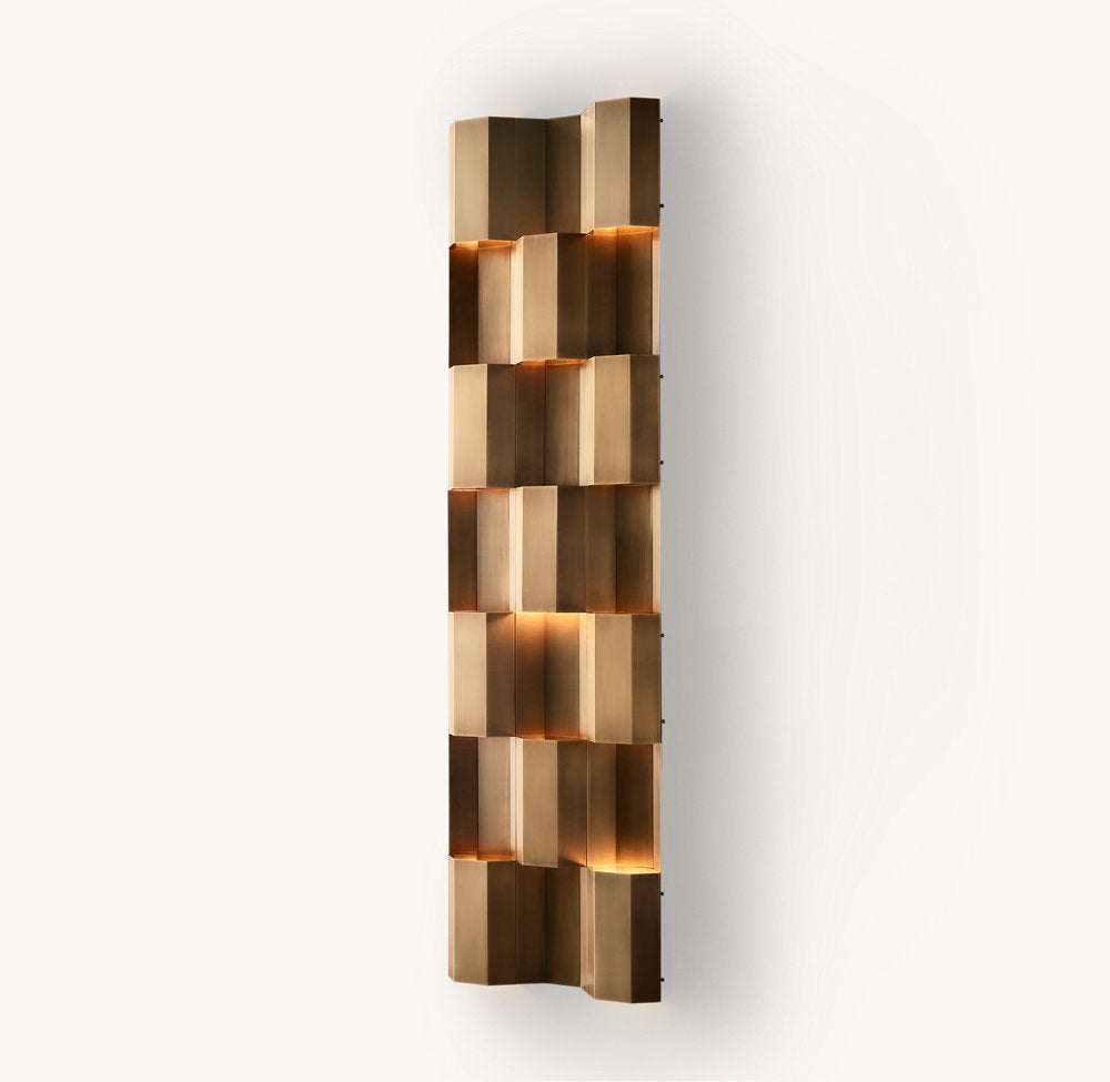 Architectural Brass Grid Wall Light