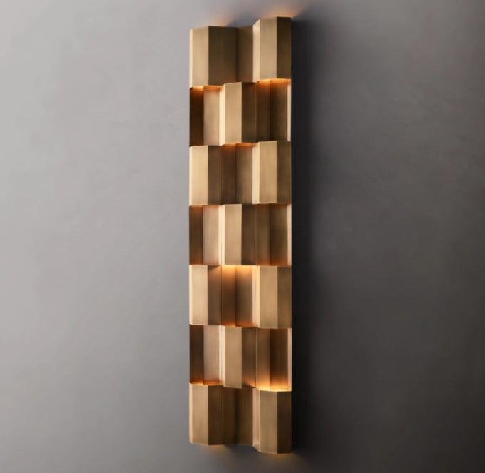 Architectural Brass Grid Wall Light