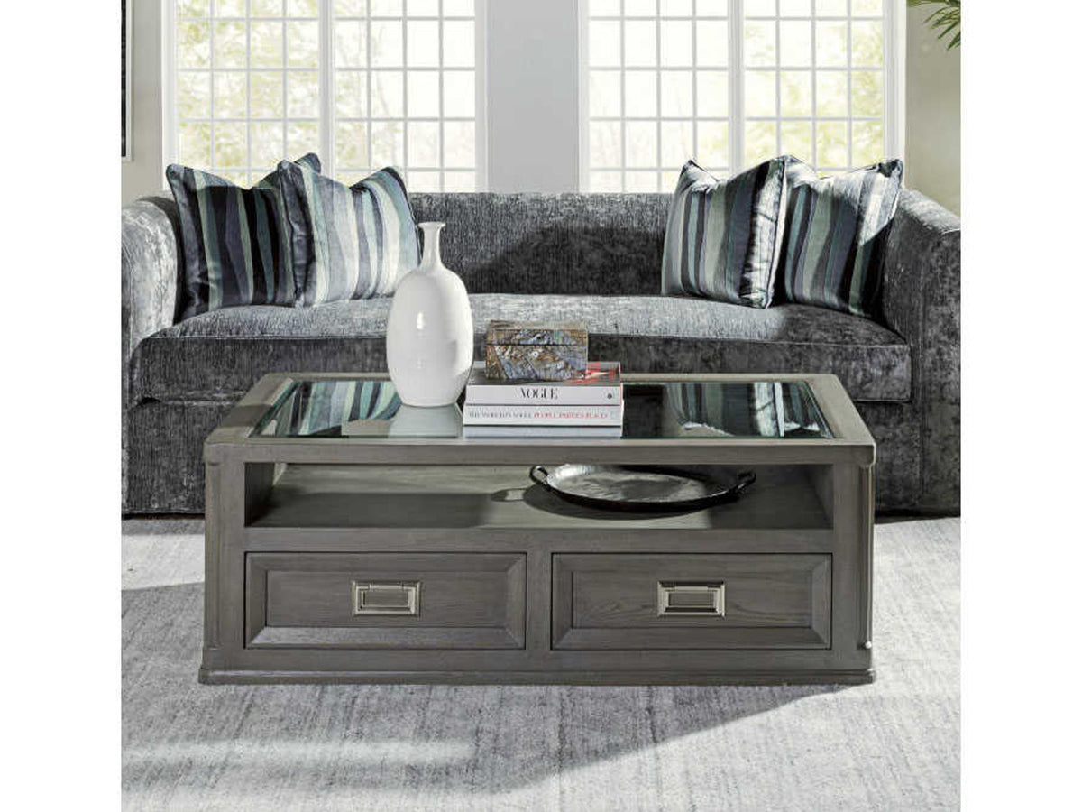 Appellation Rectangular Glass Coffee Table in Gray