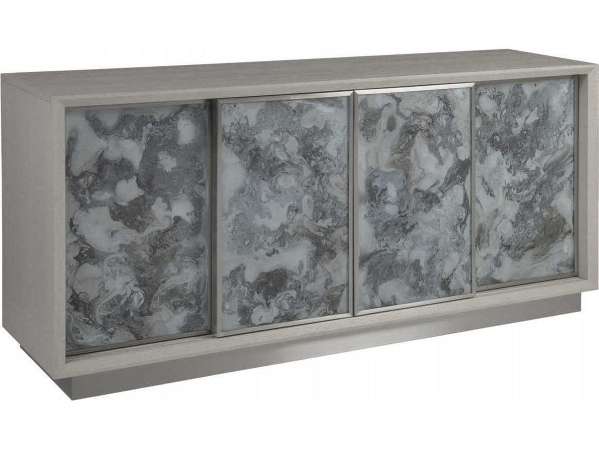 Home Metaphor 68-Inch Sandblasted Oak and Eglomise Media Console