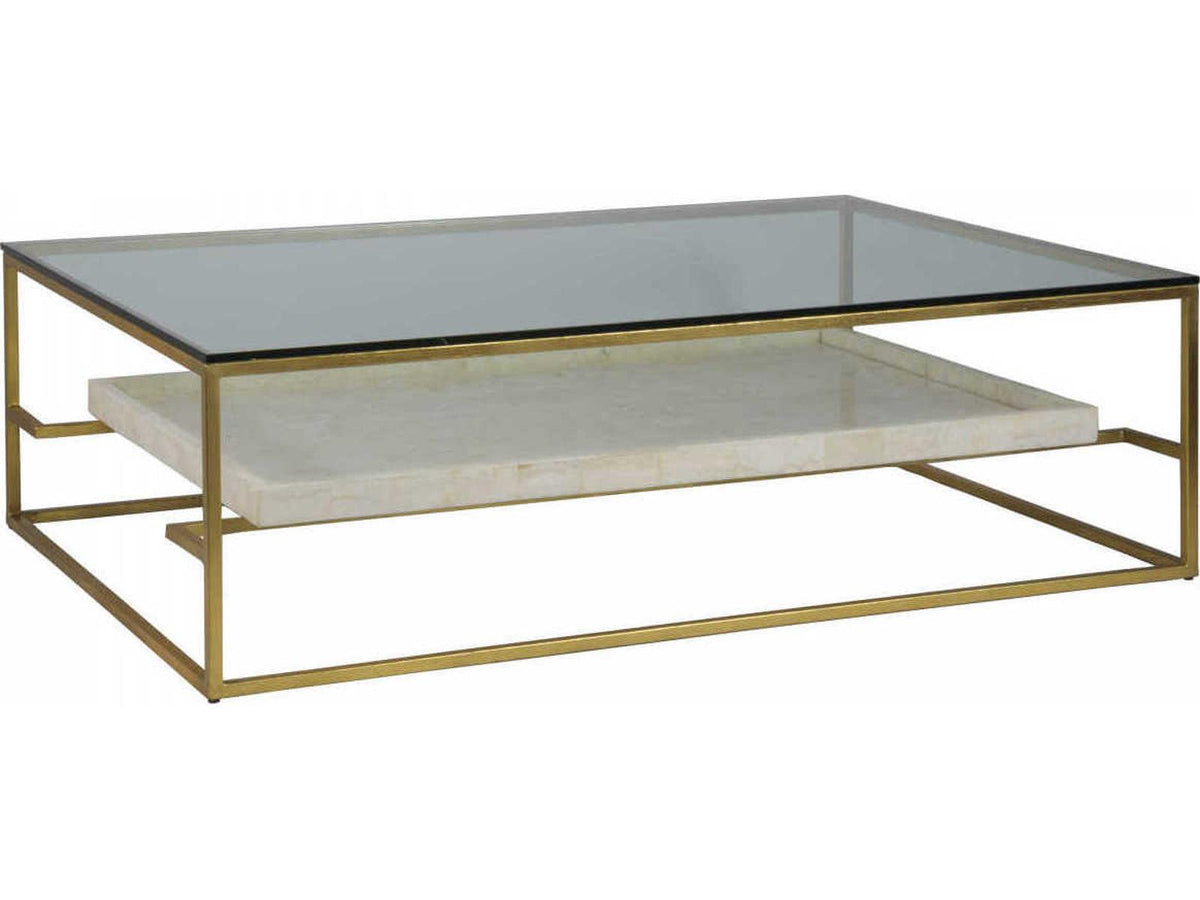 Home Cumulus Rectangular Coffee Table in Gold Foil and Crystal Stone