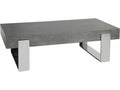 Home Iridium Rectangle Coffee Table in Gray Silver Wood and Polished Stainless Steel