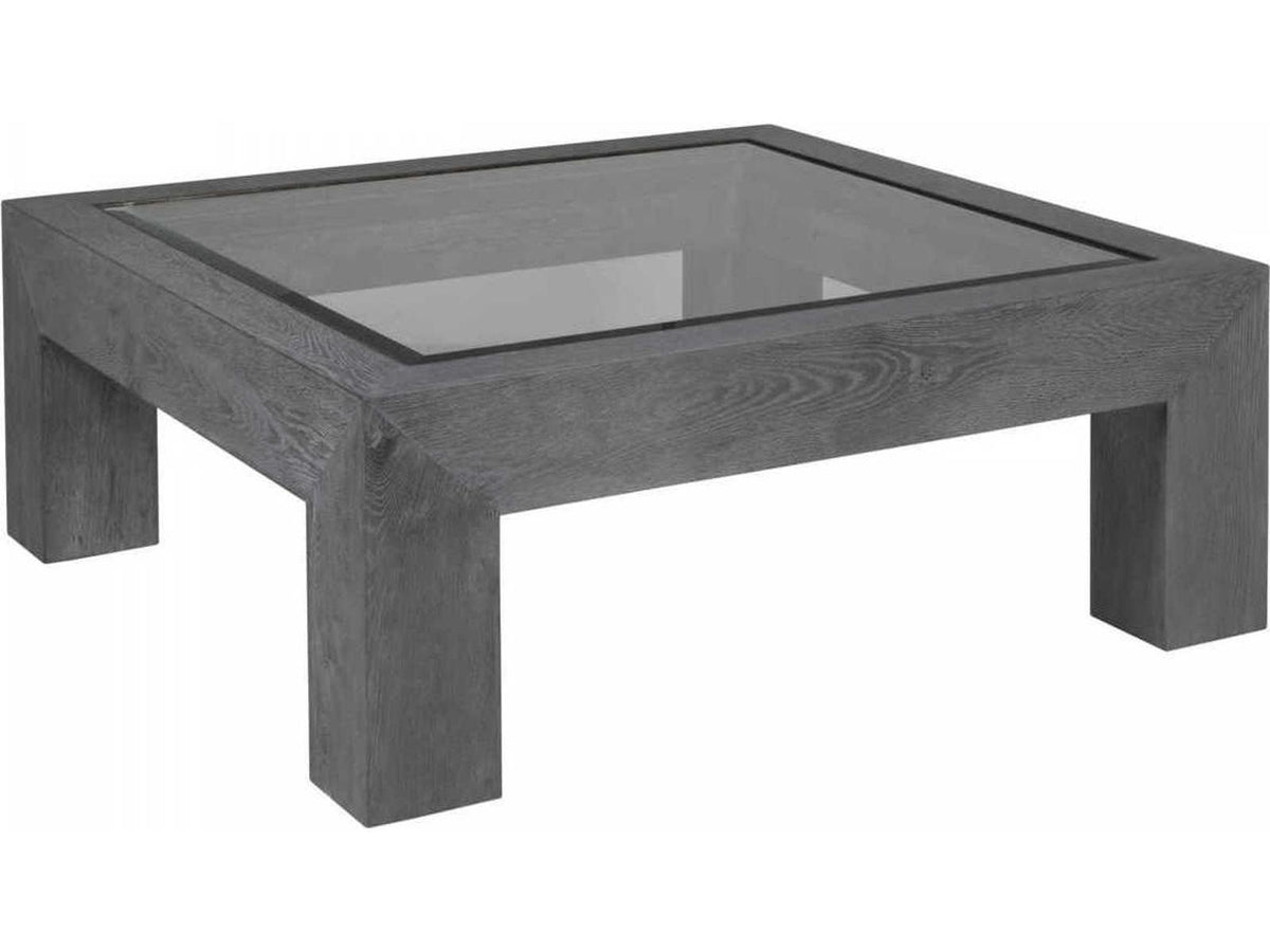 Accolade Square Coffee Table with Beveled Glass Top in Waxed Carbon