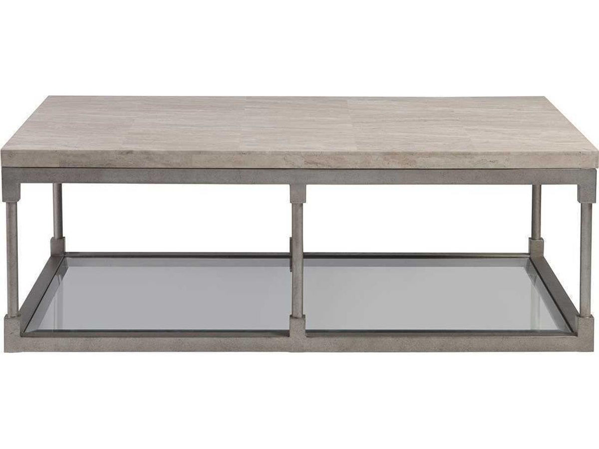 Home Topa Rectangular Coffee Table with Antiqued Silver Leaf Base
