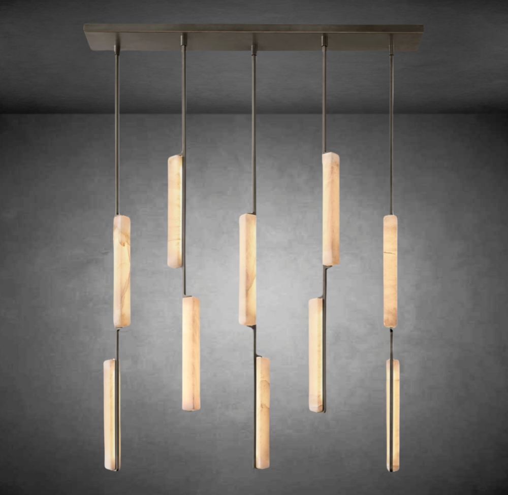 Aerie Alabaster Linear Chandelier 54"