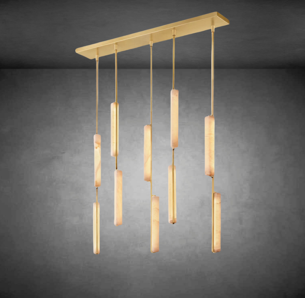 Aerie Alabaster Linear Chandelier 54"