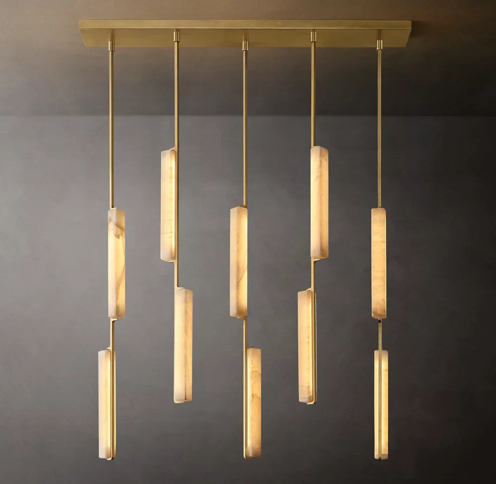 Aerie Alabaster Linear Chandelier 54"