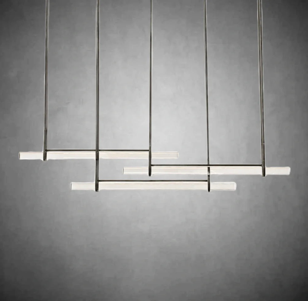 Aerie Crystal Triple Bar Linear Chandelier 60" 72"