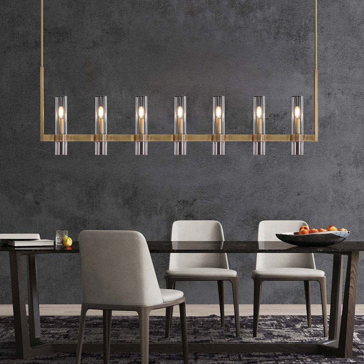 Ravelle Linear Glass Chandelier 59"