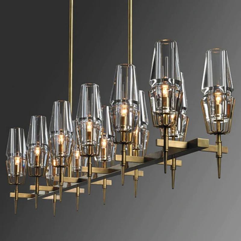 Chaillot Glass Brass Chandelier(Long) For Living Room