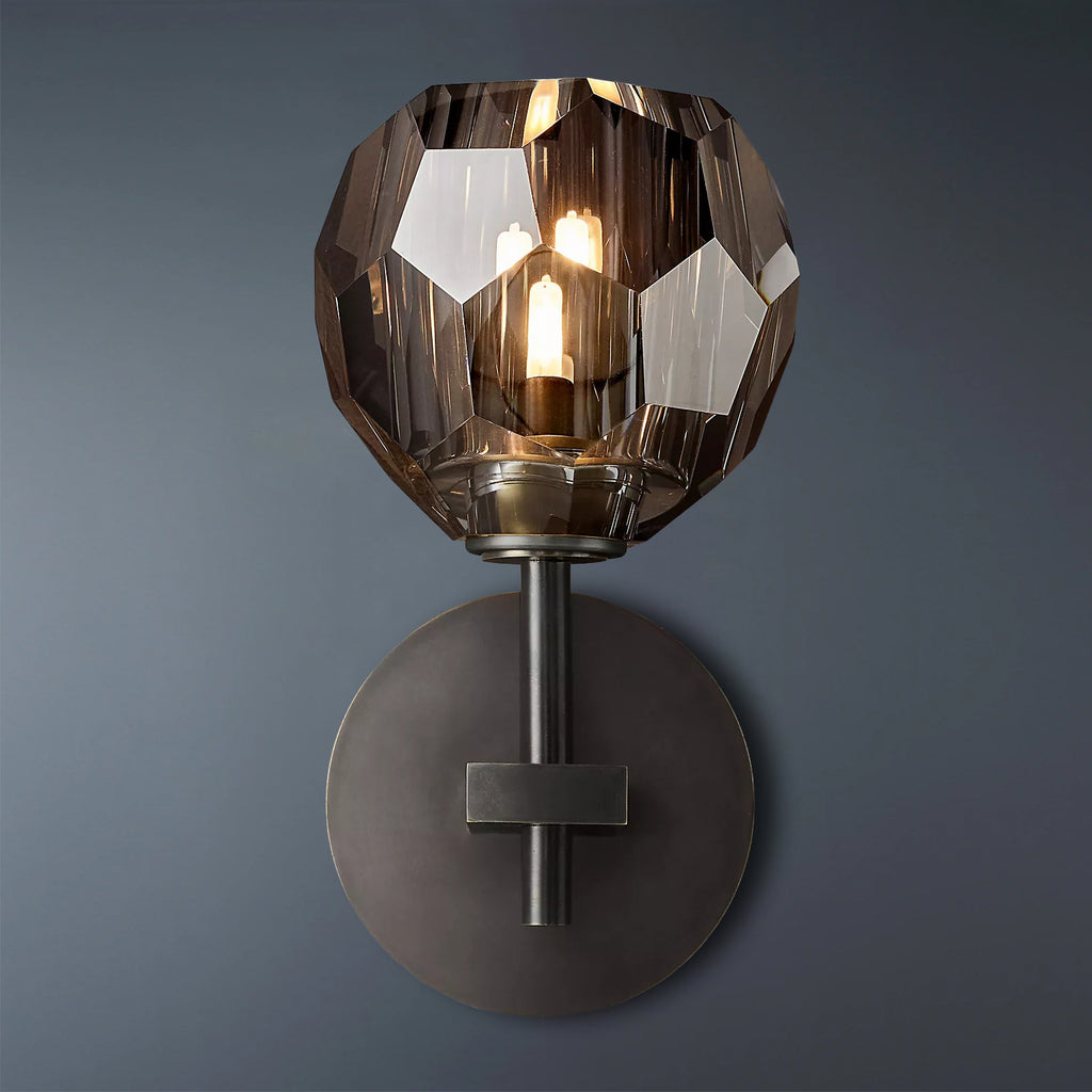 Boule De Crystal Ball Clear/Smoke Glass Wall Sconce
