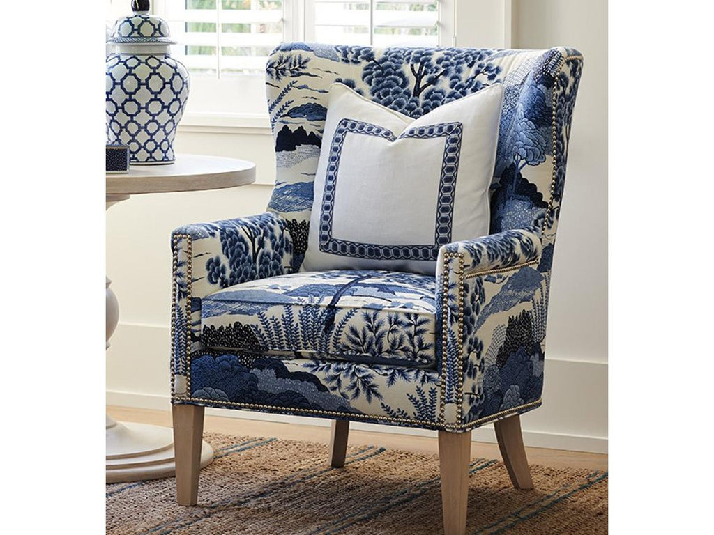 Avery Wing Fabric Accent Chair with Nailhead Trim