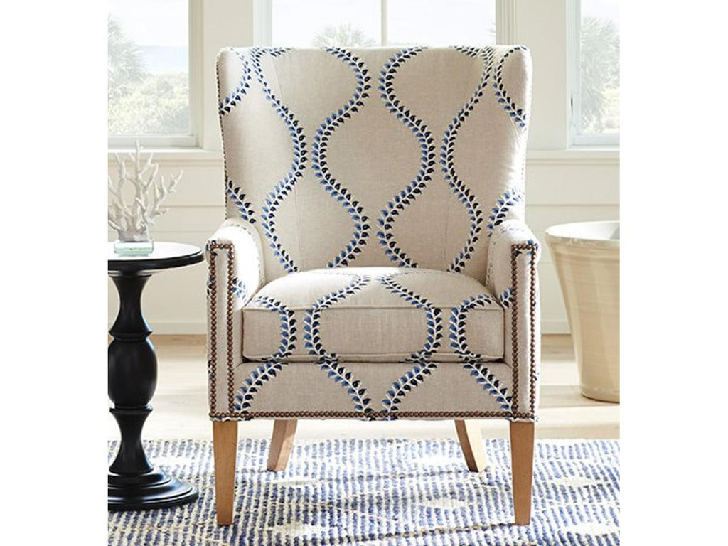 Avery Wing Accent Chair Laguna Sands Fabric with Nailhead Trim