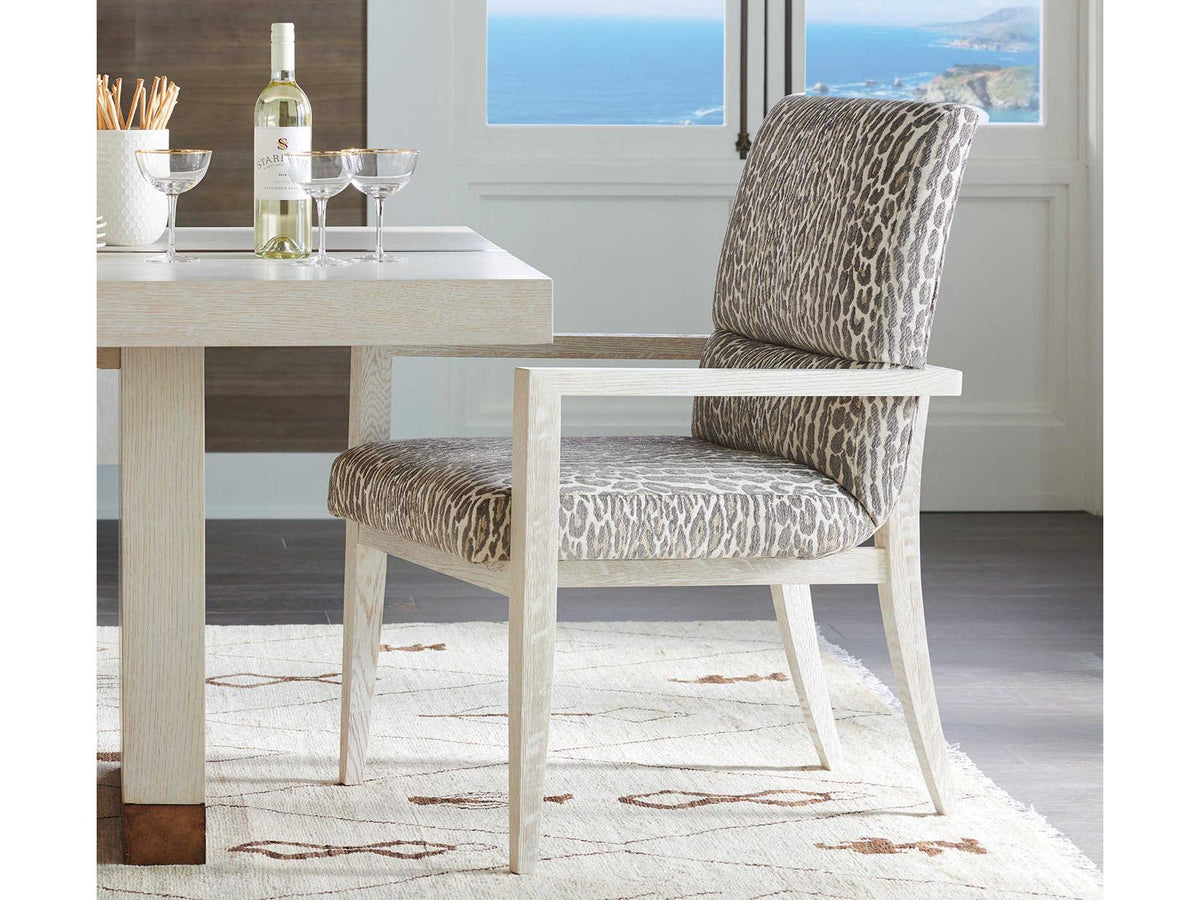 Carmel Palmero Upholstered Dining Armchair in Brown and Monterey Finish