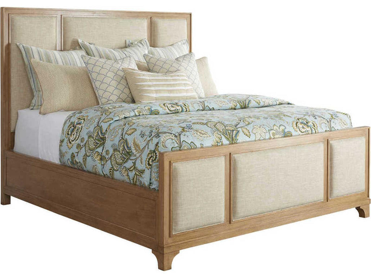 Crystal Cove California King Upholstered Panel Bed Sandstone Finish