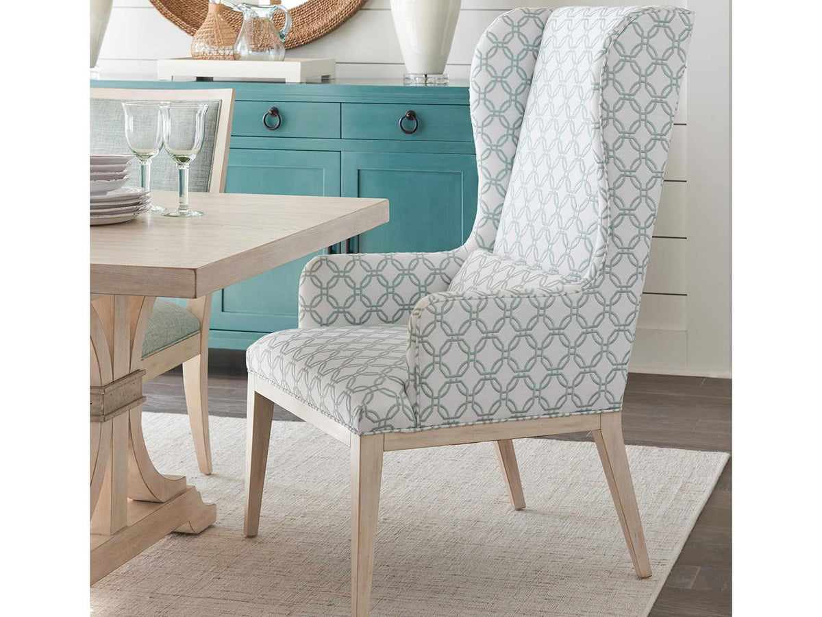 Newport Seacliff Upholstered Host Wing Chair with Sailcloth Finish