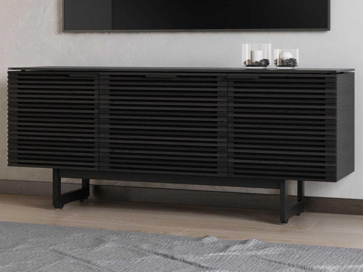 Corridor 8177 Media Console in Charcoal Stained Ash for 70 Inch TVs