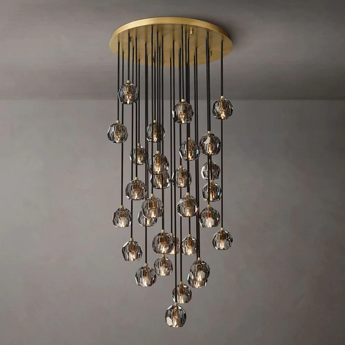 Boule De  Crystal Round Cluster Chandelier D 30"