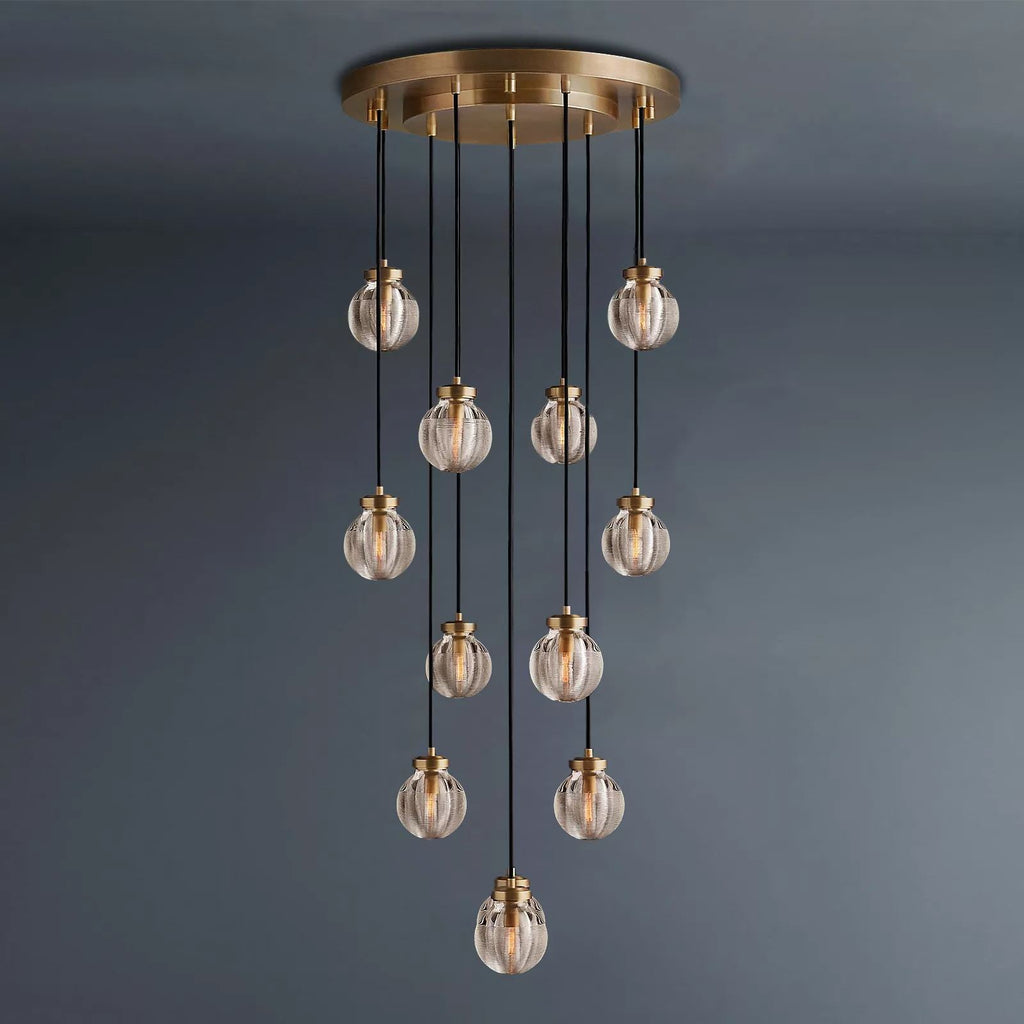 Pearly Round Chandelier Vintage Light Fixture 22"