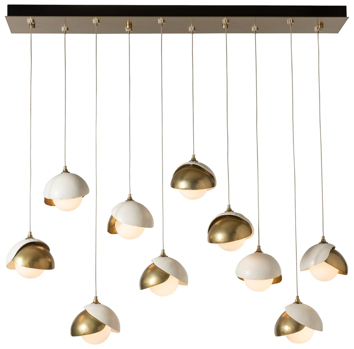 Brooklyn 44.5" Brass & White Rectangular Long 2-Shade Pendant