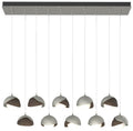 Brooklyn 44.5" Sterling & Bronze Rectangular Long 2-Shade Pendant