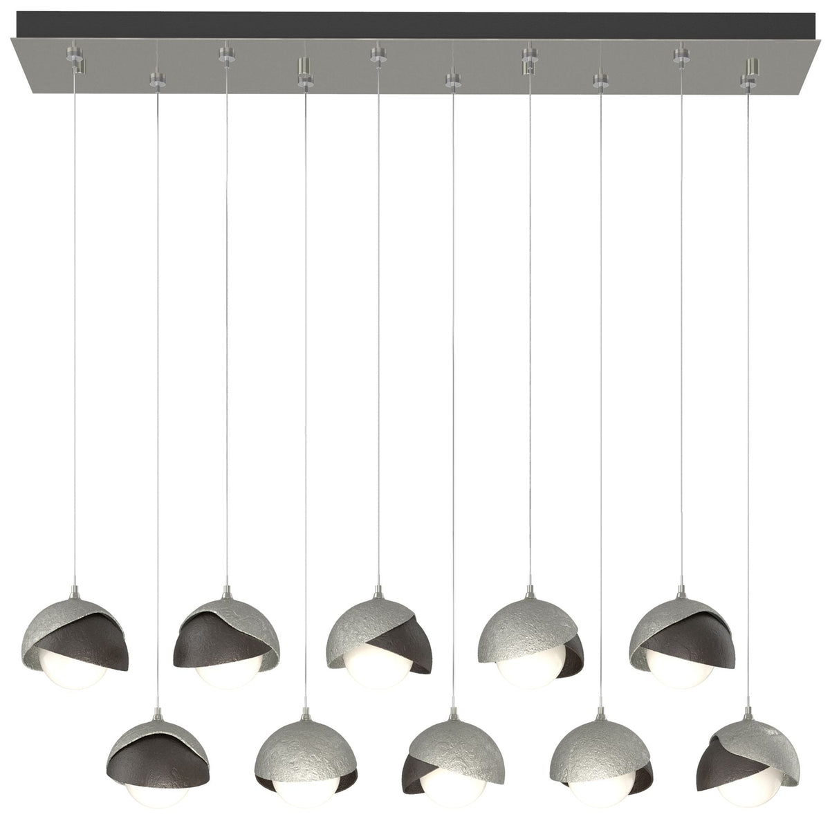 Brooklyn 44.5" Sterling & Rubbed Bronze Rectangular Long 2-Shade P
