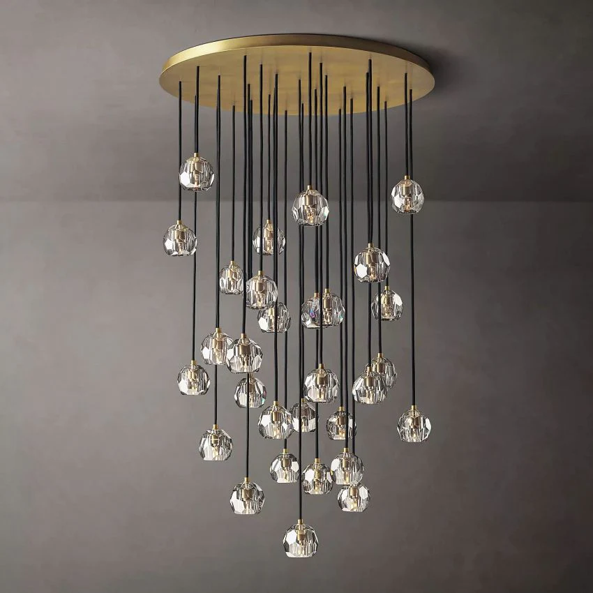 Boule De  Crystal Round Cluster Chandelier D 40"