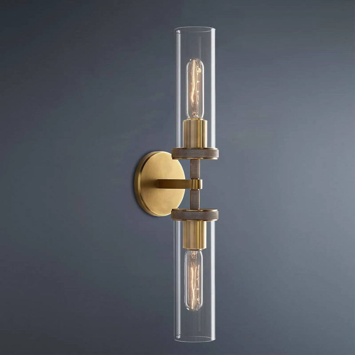 Embossed Tube Double Head Short Tube Wall Sconce