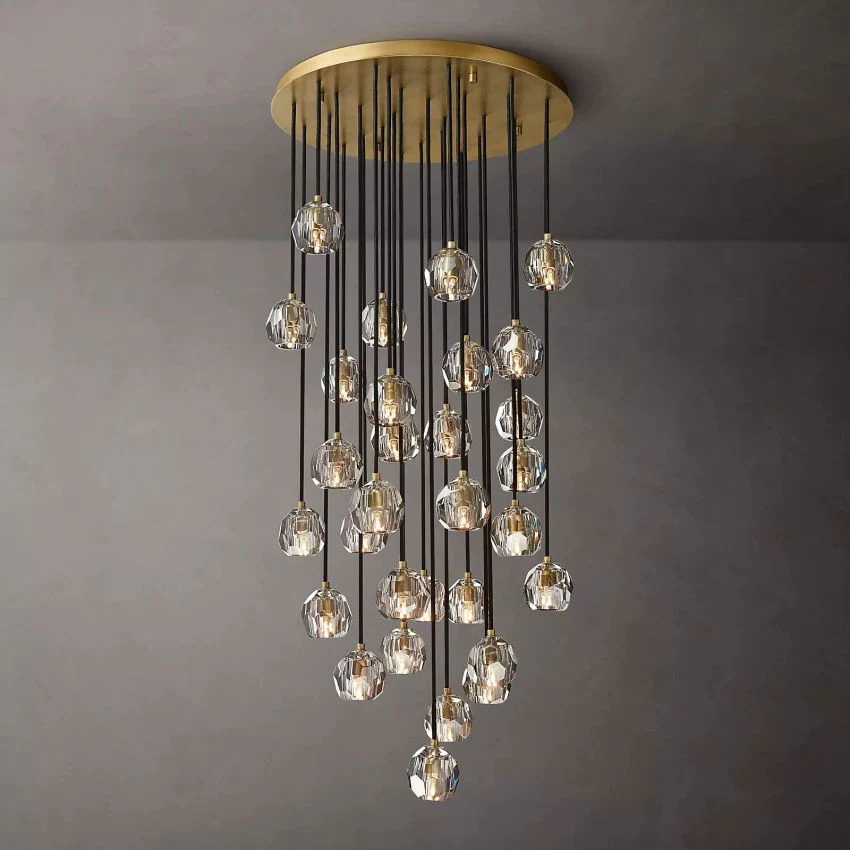 Boule De  Crystal Round Cluster Chandelier D 30"