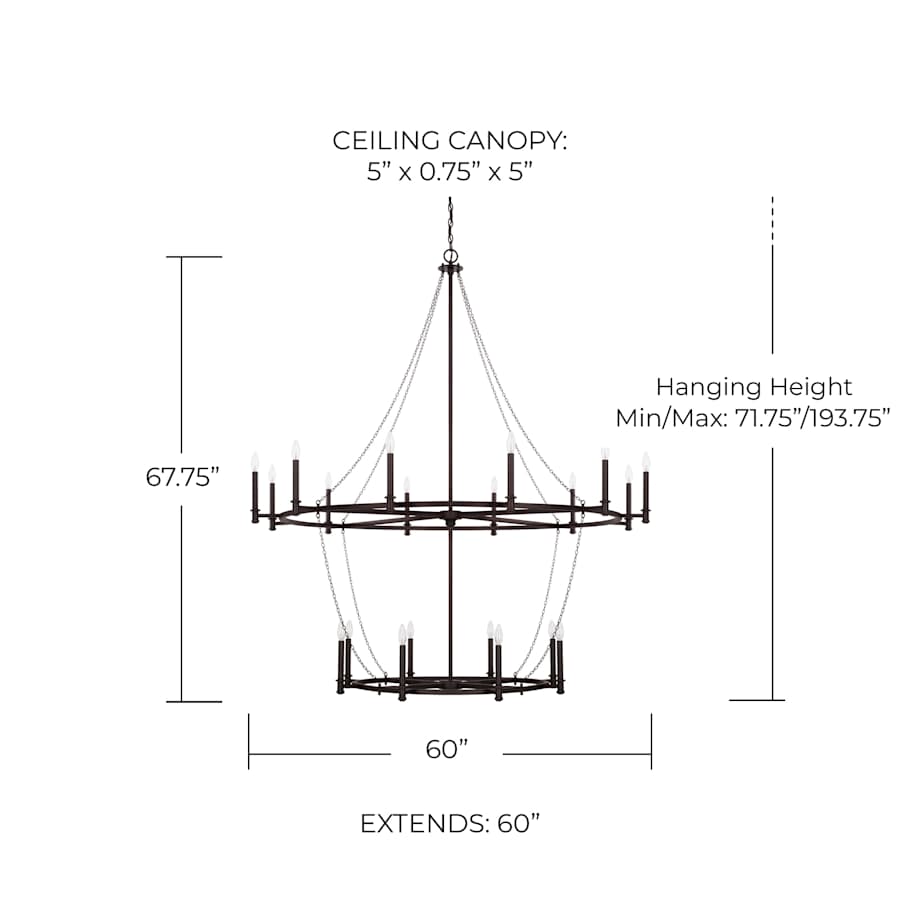 Capital Lighting Lancaster 20 Light 60" Wide Taper Candle Chandelier