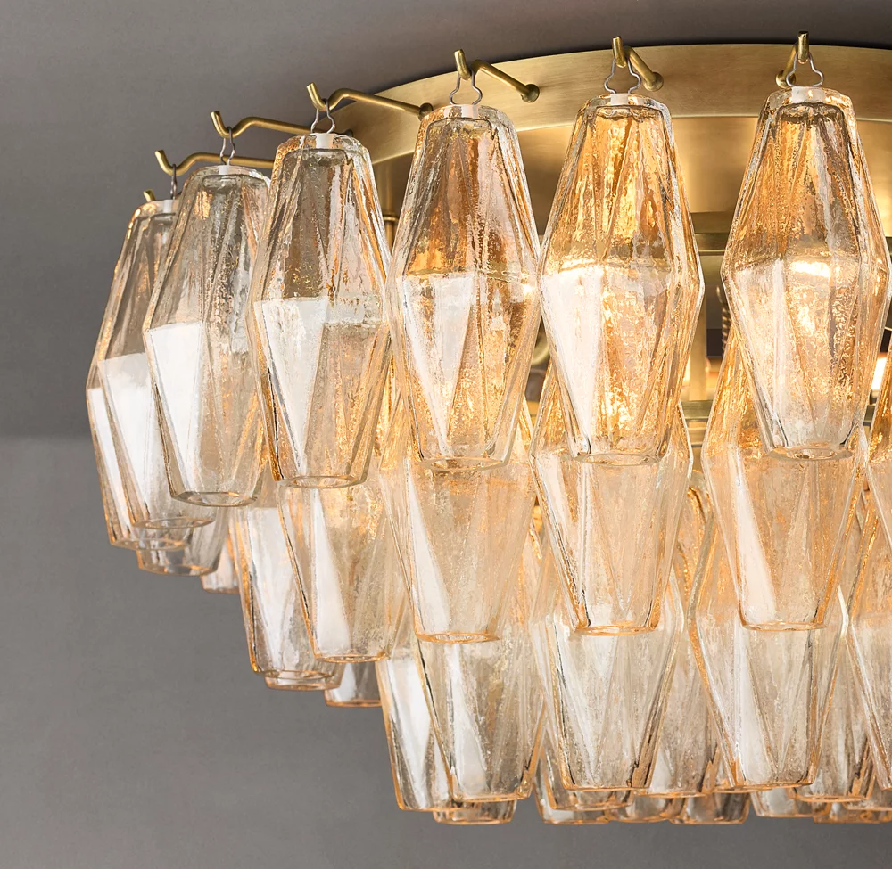 Mia Clear Glass Flushmount Chandelier For Dinning Room