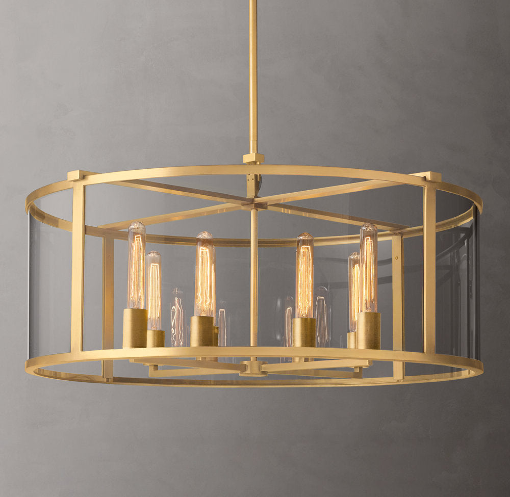 Clear Glass Drum Ring Chandelier