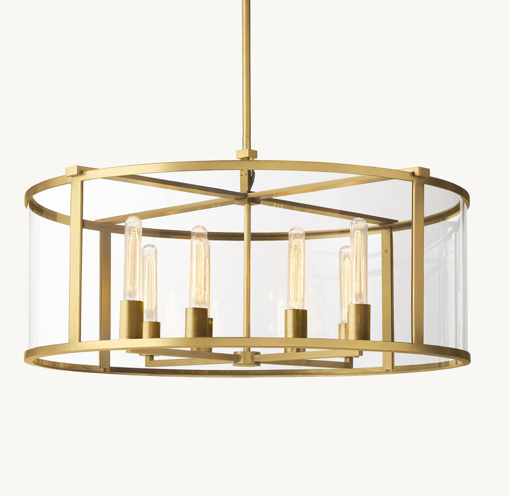Clear Glass Drum Ring Chandelier
