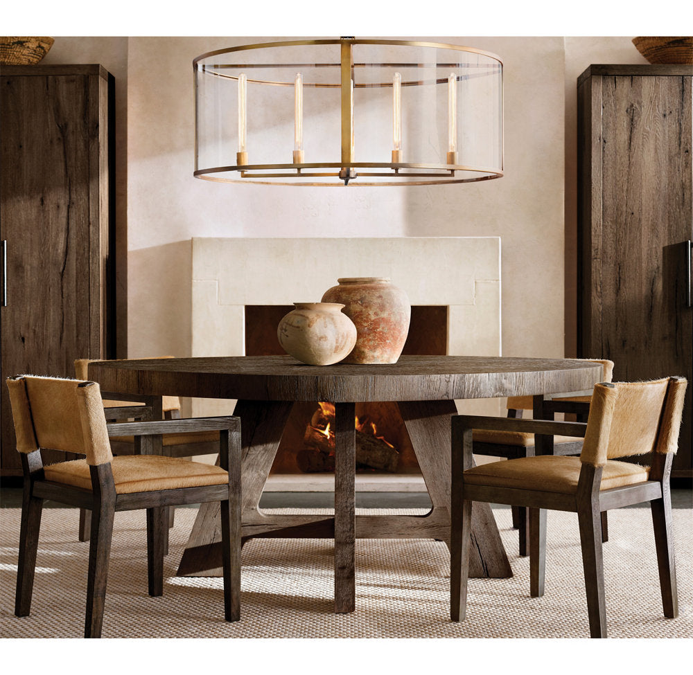 Clear Glass Drum Ring Chandelier